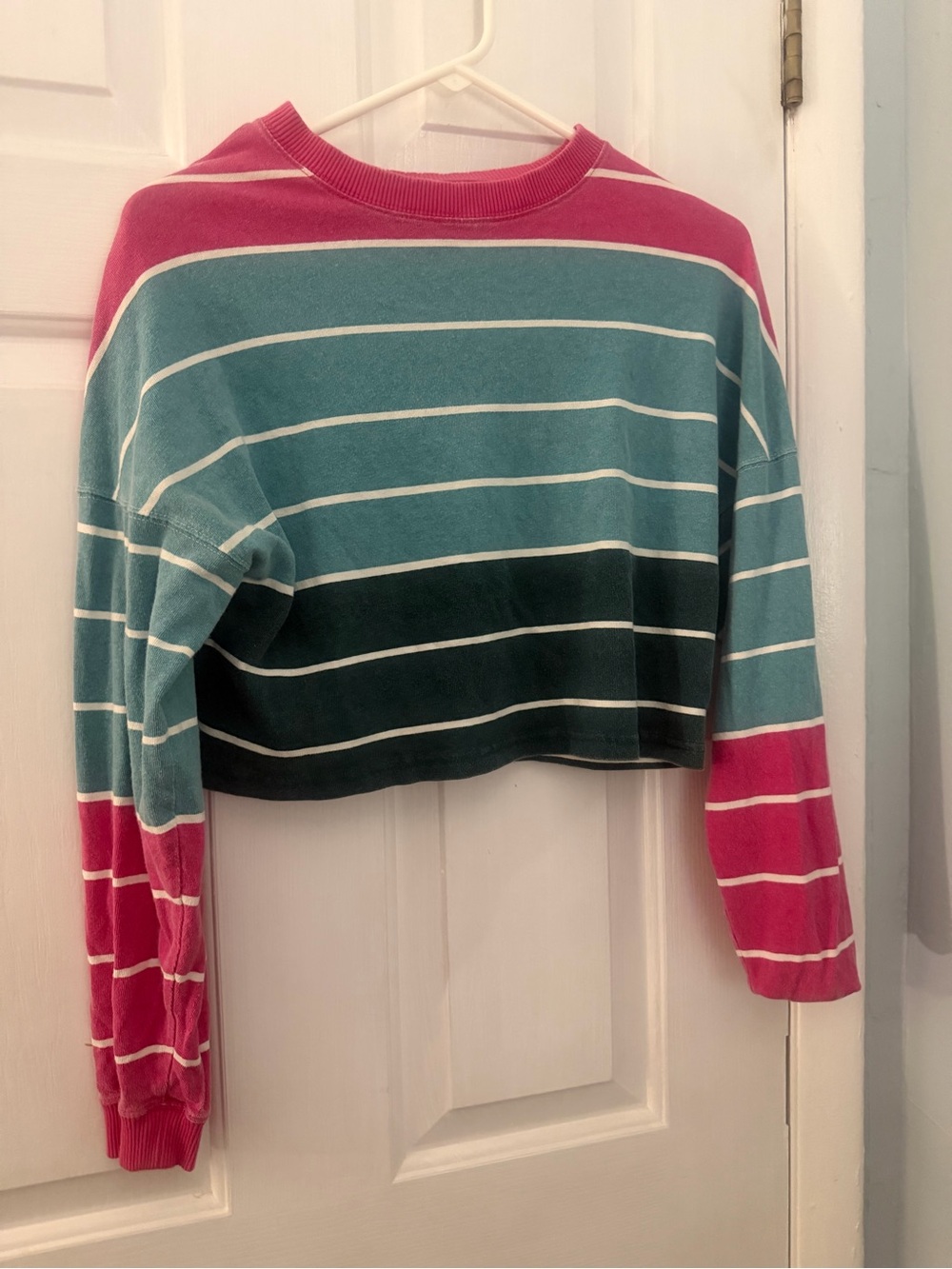 Urban Outfitters XS Cropped Striped Colorblock Sweatshirt 100% Cotton